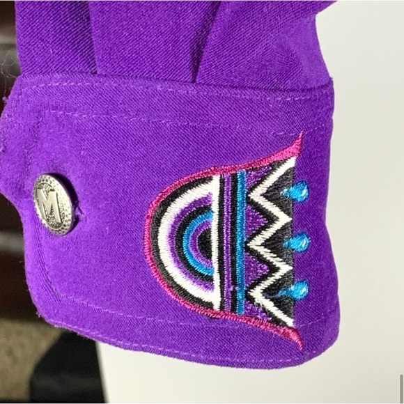 Vintage Bob Mackie Purple Embroidered Suede Wearable Art Shacket Jacket X-Small - Picture 8 of 15